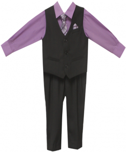 BOYS 4PC VEST SET (2161901) BLACK/ LILAC